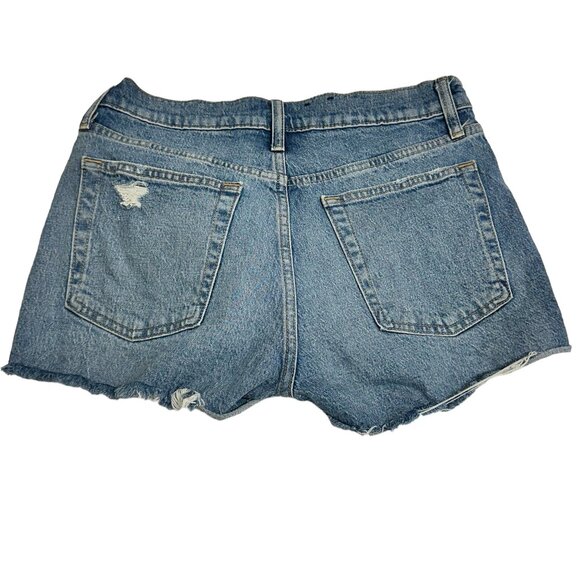 Gap High Rise Cheeky Distressed Shorts, Medium Wash Blue, Size 28 - Picture 2 of 8